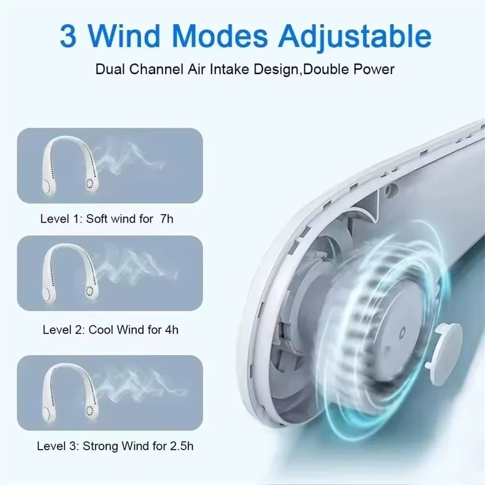 Enrax Cart Portable Neck Fan, Hands Free Bladeless Fan, 360° Cooling Personal Portable Neck Fan, Hands Free Bladeless Fan, 360° Cooling Personal Rechargeable Fan