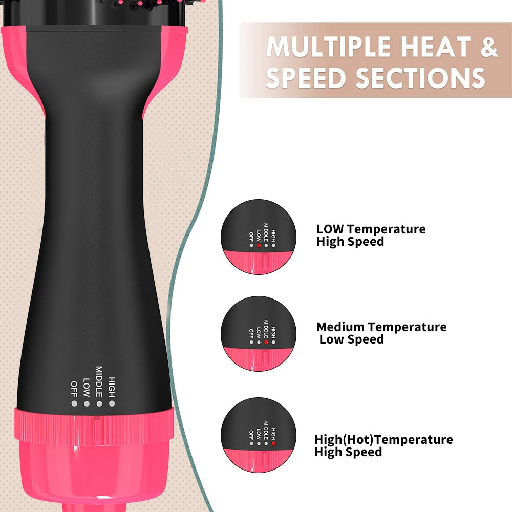 Hair Dryer Brush 3-in-1 Hot Air Brush Hair Styling Machine Brush for Women Fast Drying Styling Straightening Curling Hair Brush Set Suitable for All Hair Types One Step