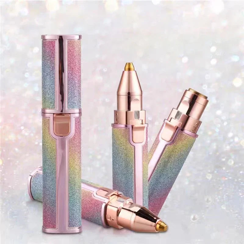 Portable 2-in-1 Electric Eyebrow Trimmer & Facial Shaver – Multi-Color with USB Charging