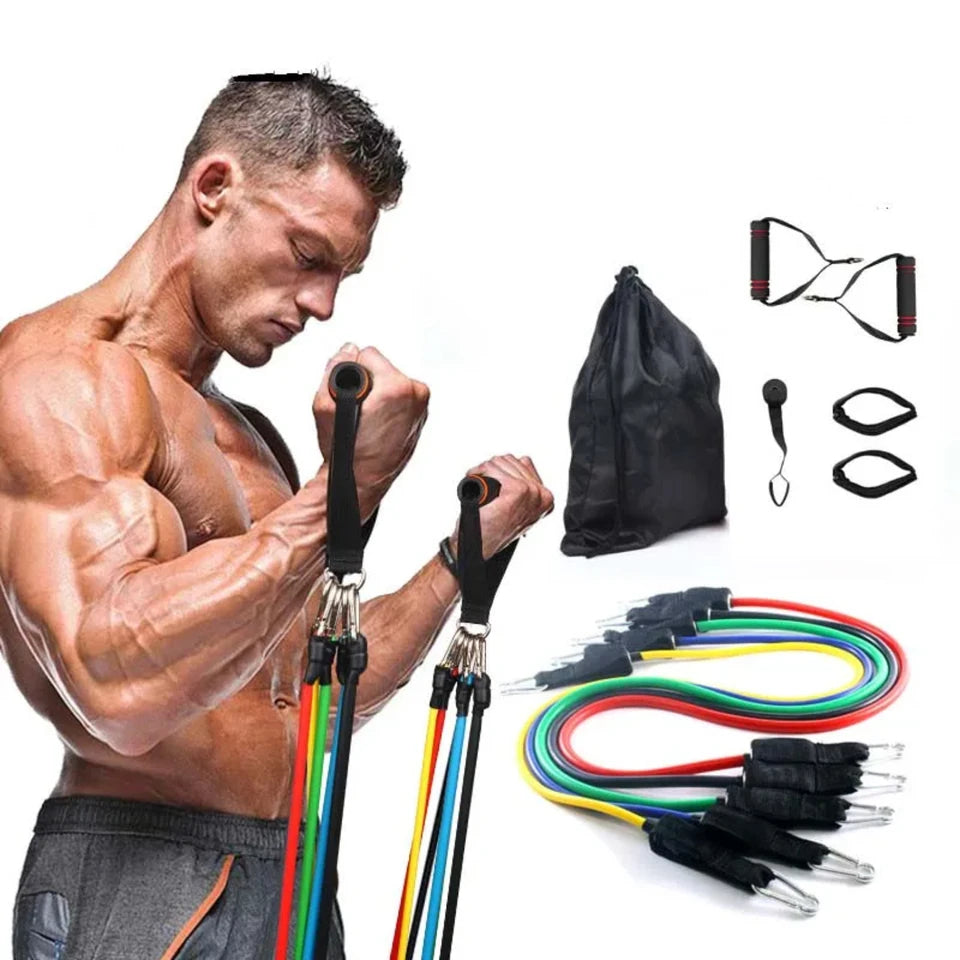 High Quality Portable Resistance Bands With Handles, Resistance Tubes & Workout Bands Exercise Band Elastic Pull Rope 11 Pcs Set