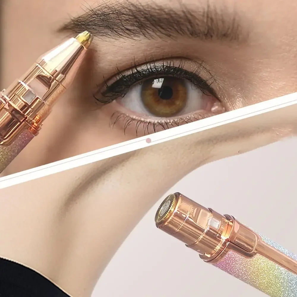 Portable 2-in-1 Electric Eyebrow Trimmer & Facial Shaver – Multi-Color with USB Charging