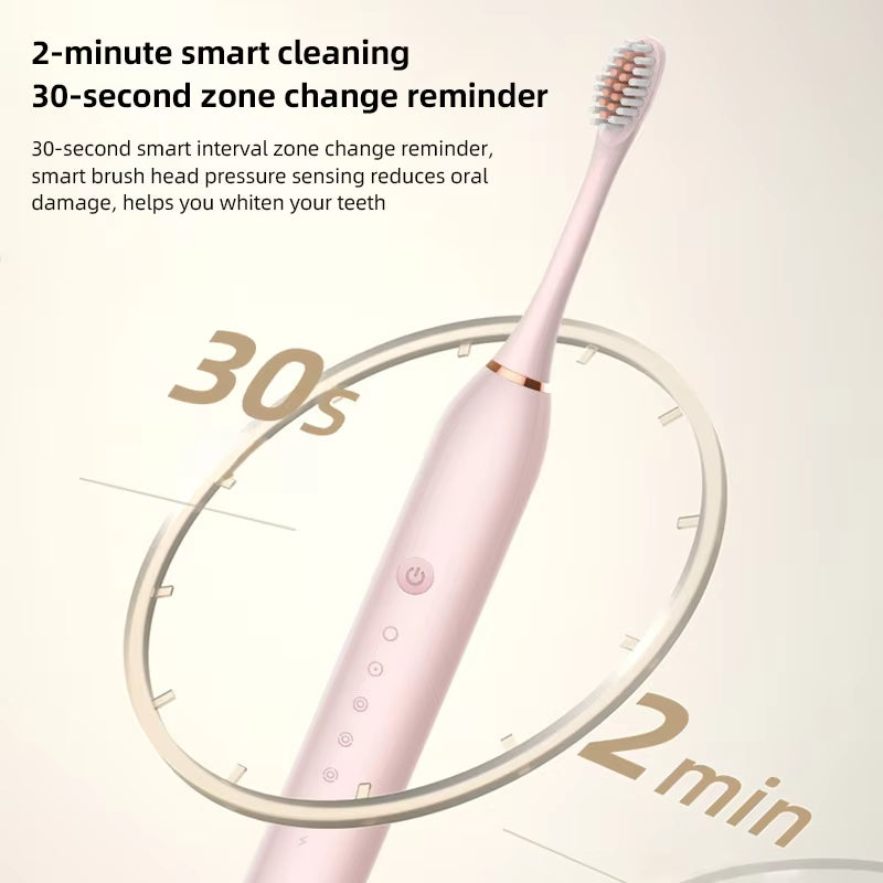 6 Modes Sonic Electric Toothbrushes for Adults Kids Smart Timer Rechargeable Whitening Toothbrush Waterproof 4 Brush Head