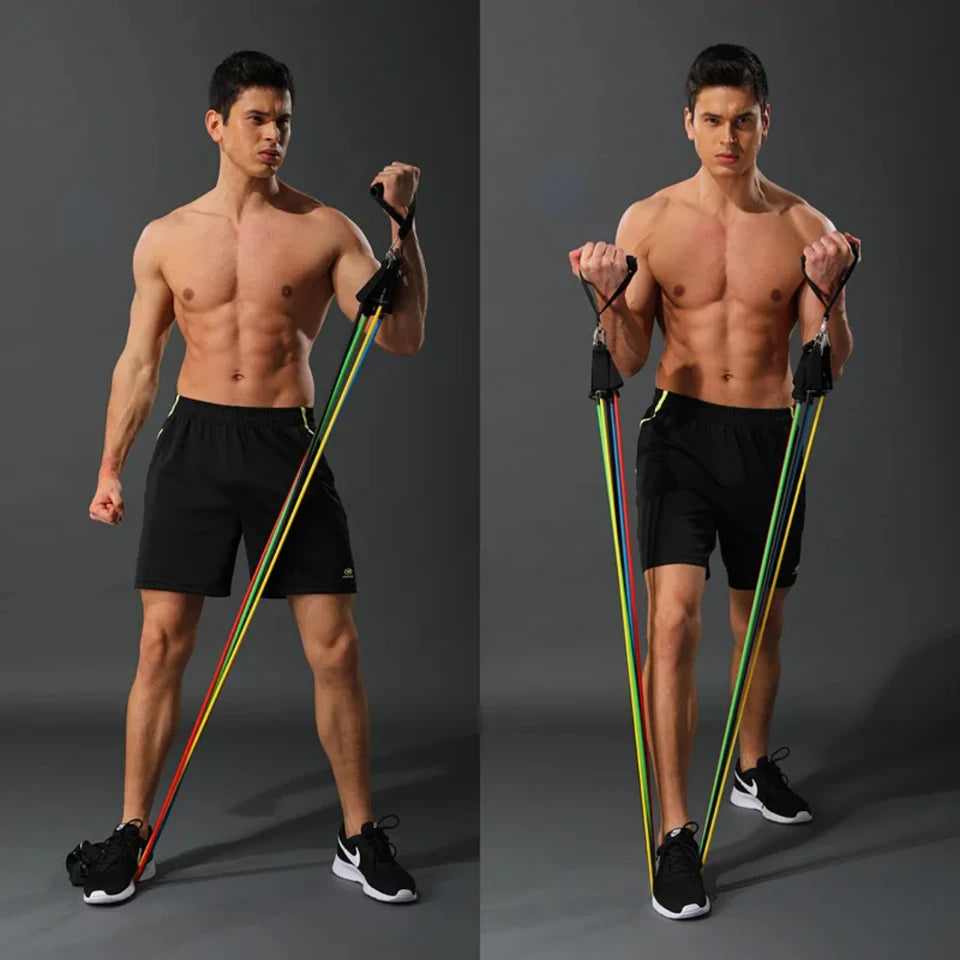 High Quality Portable Resistance Bands With Handles, Resistance Tubes & Workout Bands Exercise Band Elastic Pull Rope 11 Pcs Set