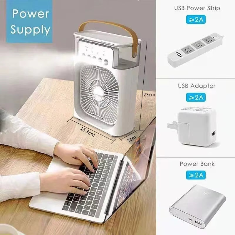 4 In 1 Fan Air Cooler - Mini Portable Cooling Fans - USB Desk Fan For Room And Office - Lightweight