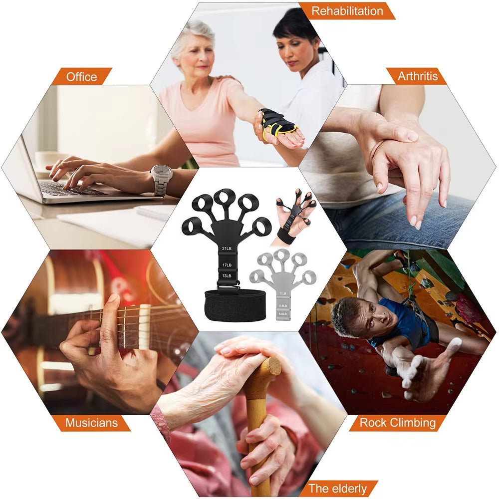 Finger Gripper Strength Trainer & Hand Exerciser-Finger Strengthener for Grip, Therapy & Muscle Recovery, Wrist & Forearm – Non-Slip Resistance Bands (13–21LB)