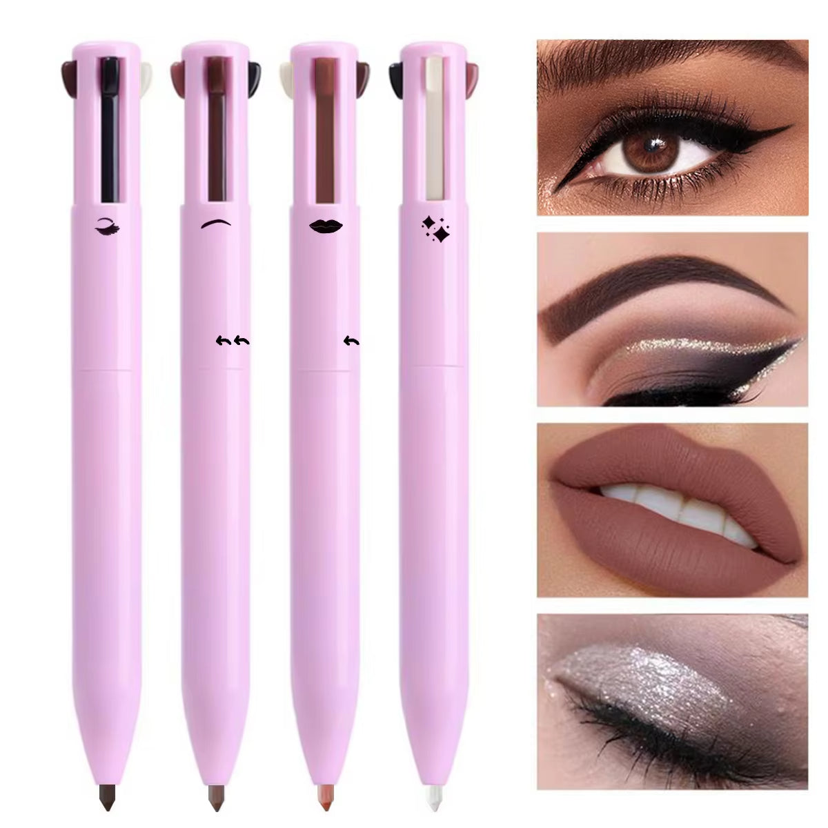 Original 4 In 1 Makeup Pen Waterproof Cosmetic Pencil 4 Color Multi-function Makeup Beauty Pen For Eyeliner Brow Lip Liner Highlighter - Multifunctional Eyebrows - Eyeliner Lip Liner - Highlighter Makeup Pen - Multi function water proof