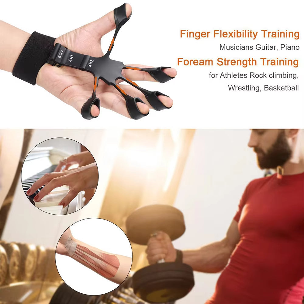 Finger Gripper Strength Trainer & Hand Exerciser-Finger Strengthener for Grip, Therapy & Muscle Recovery, Wrist & Forearm – Non-Slip Resistance Bands (13–21LB)