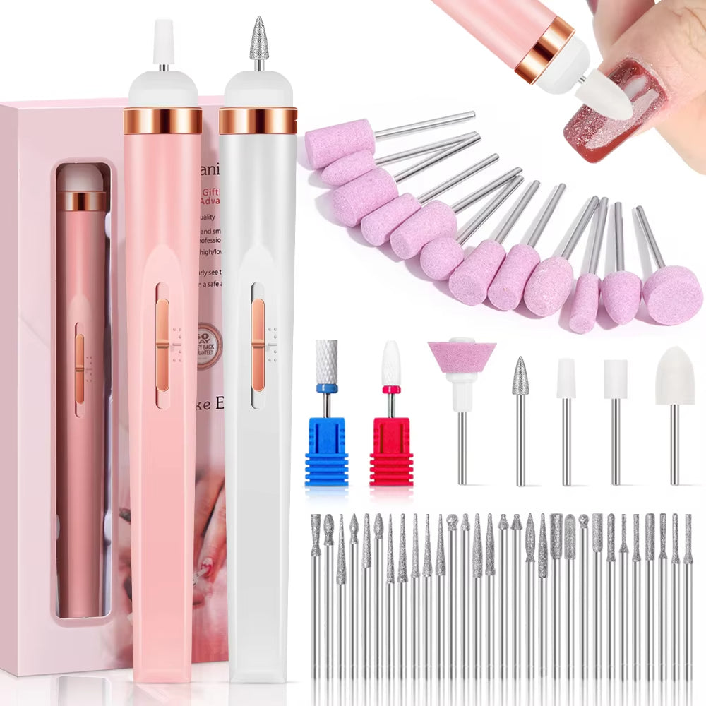 Professional Salon Nails Kit 6 in 1 Rechargeable Finishing Touch Nails Kit with Led Light, Electronic Nail File and Full Manicure and Pedicure Tool Nail & Cuticle Care, Rechargeable and Cordless with 6 Replaceable Nail File Heads
