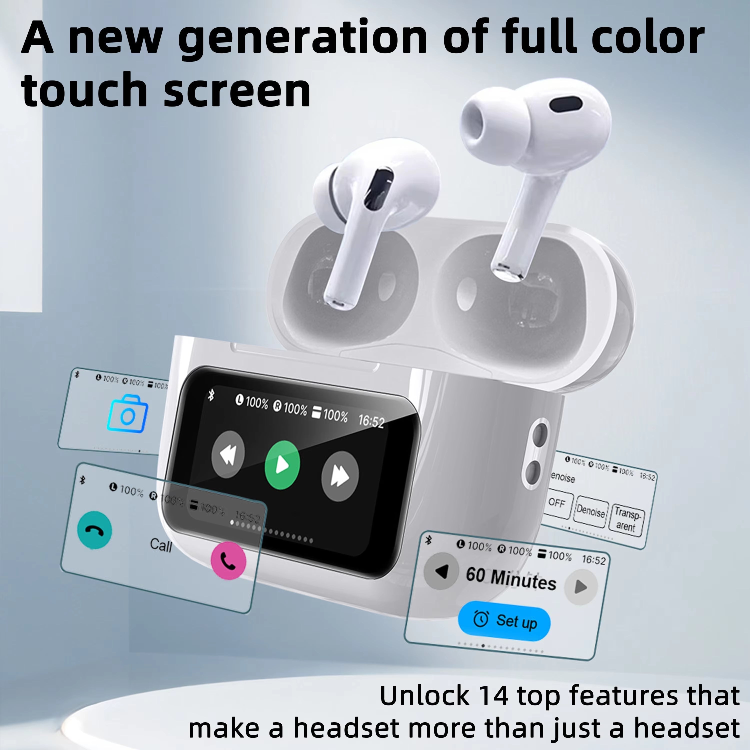 Airpods_Pro A9 ANC/ENC Dauble, Dark Noise reduction, Battery Display Touch Control.