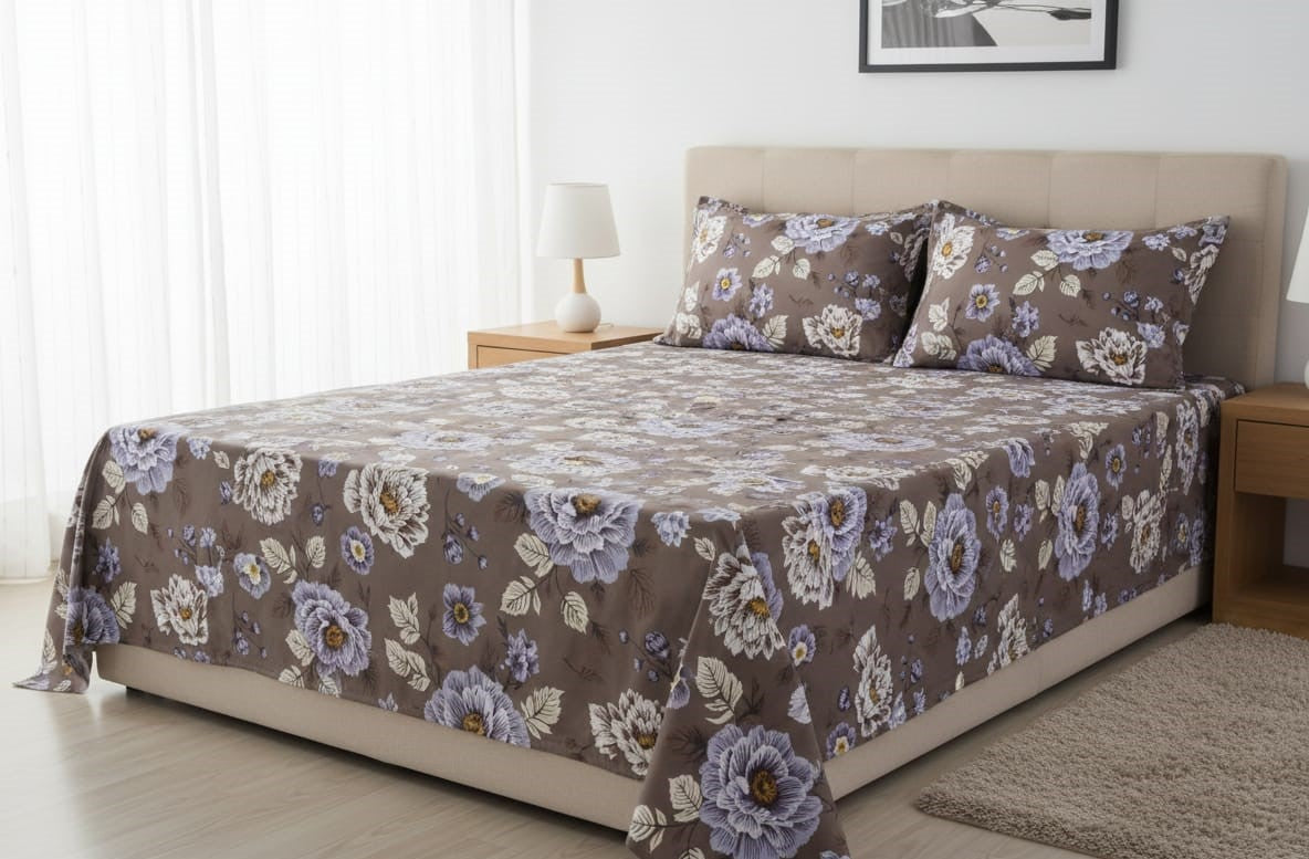 3-Piece Crystal Fabric Bedsheet Set – 1 Full Size Bedsheet with 2 Pillow Covers