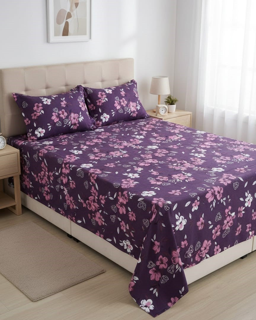 3-Piece Crystal Fabric Bedsheet Set – 1 Full Size Bedsheet with 2 Pillow Covers