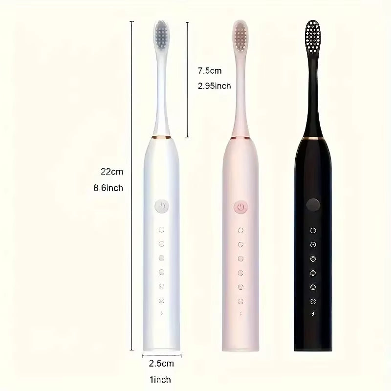 6 Modes Sonic Electric Toothbrushes for Adults Kids Smart Timer Rechargeable Whitening Toothbrush Waterproof 4 Brush Head