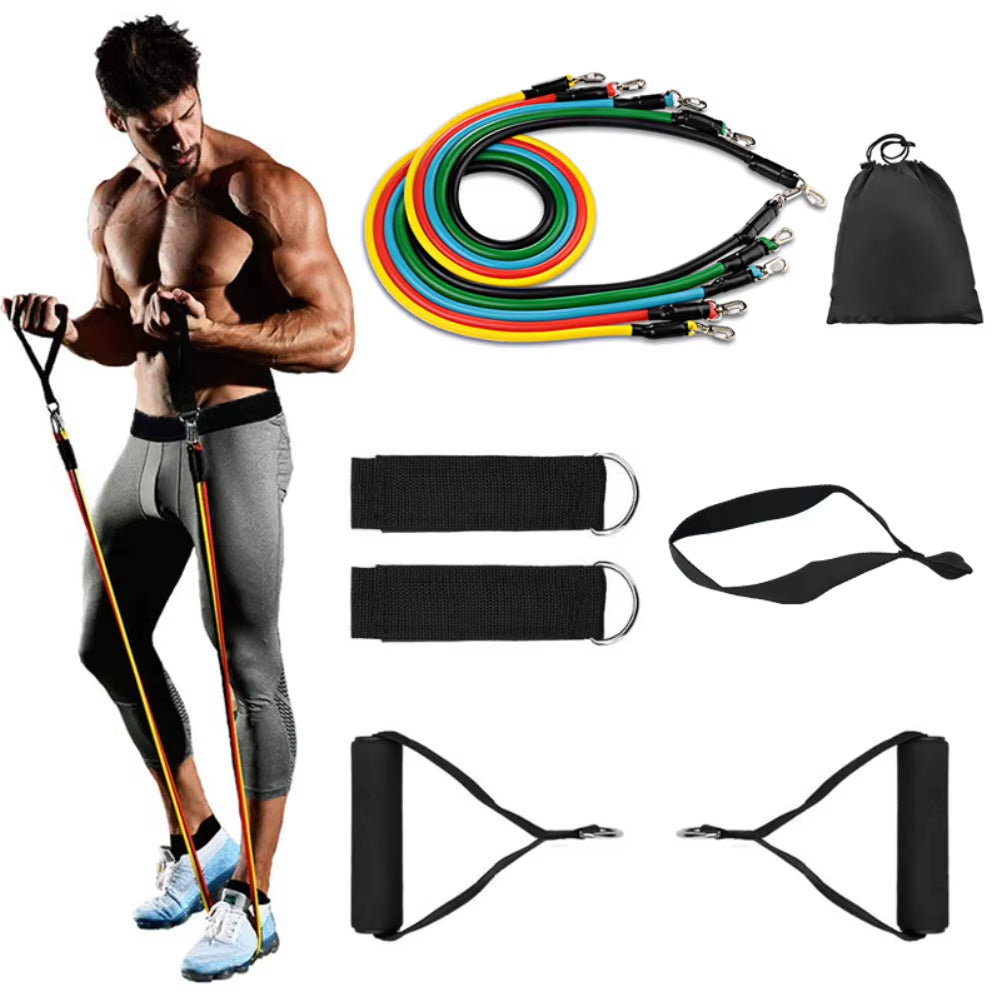 High Quality Portable Resistance Bands With Handles, Resistance Tubes & Workout Bands Exercise Band Elastic Pull Rope 11 Pcs Set