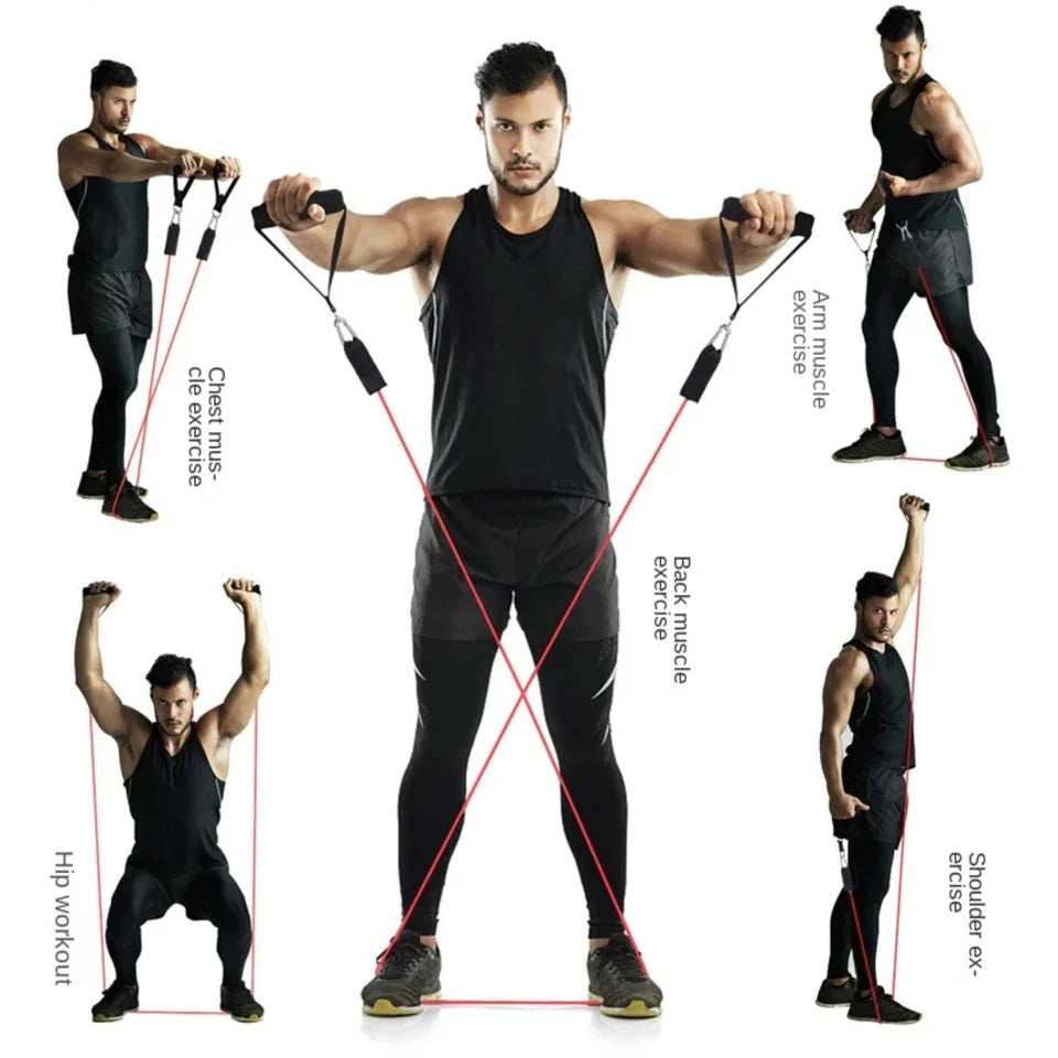 High Quality Portable Resistance Bands With Handles, Resistance Tubes & Workout Bands Exercise Band Elastic Pull Rope 11 Pcs Set