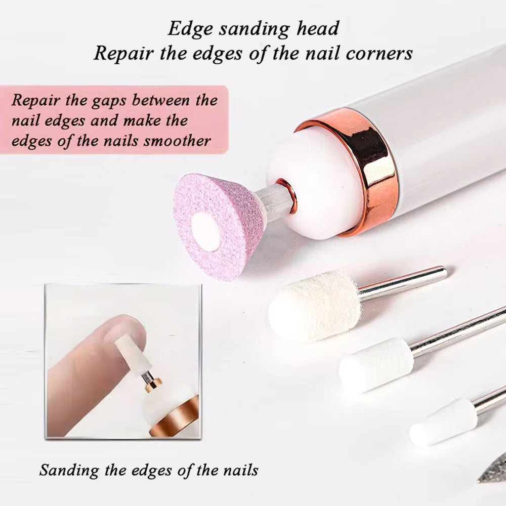 Professional Salon Nails Kit 6 in 1 Rechargeable Finishing Touch Nails Kit with Led Light, Electronic Nail File and Full Manicure and Pedicure Tool Nail & Cuticle Care, Rechargeable and Cordless with 6 Replaceable Nail File Heads