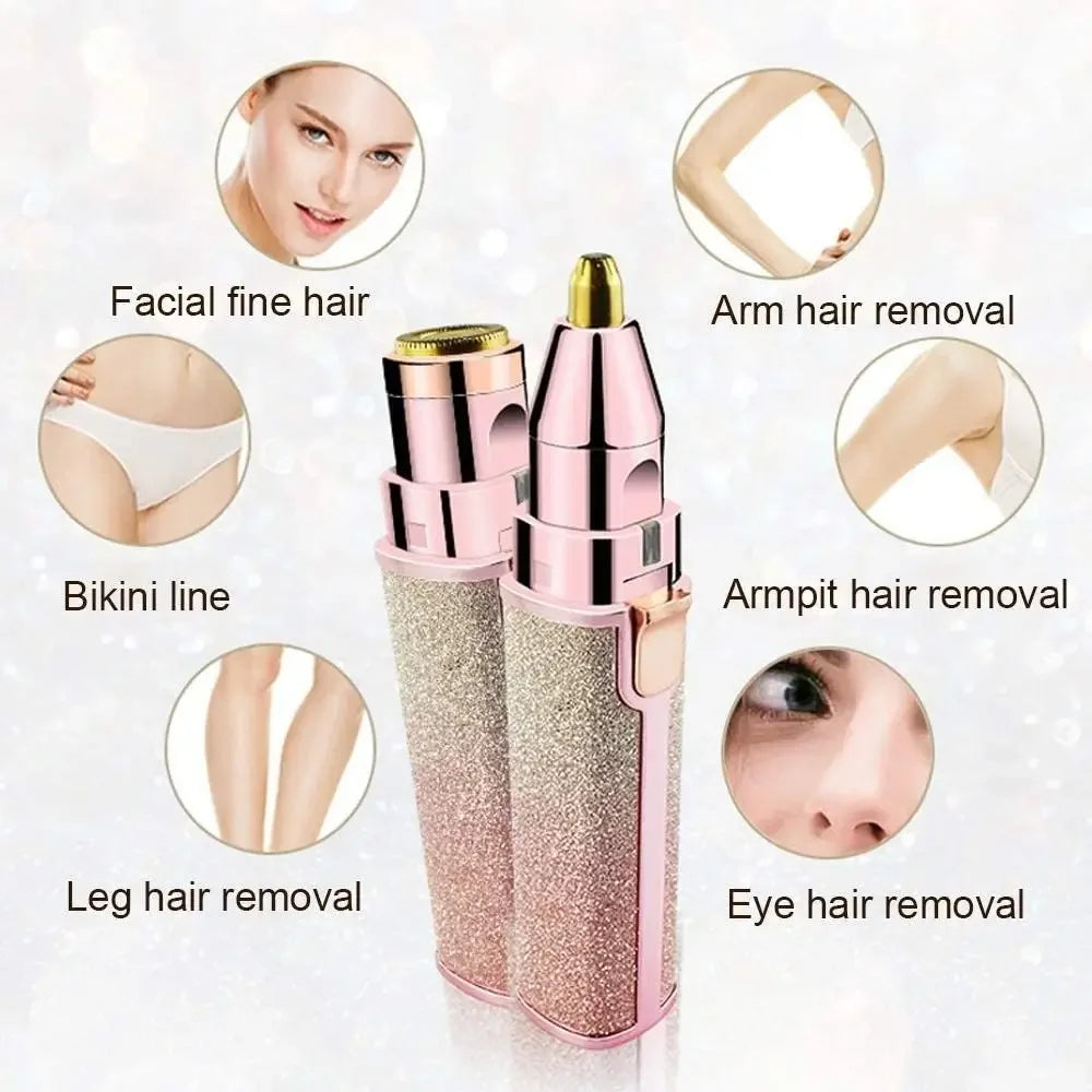 Portable 2-in-1 Electric Eyebrow Trimmer & Facial Shaver – Multi-Color with USB Charging