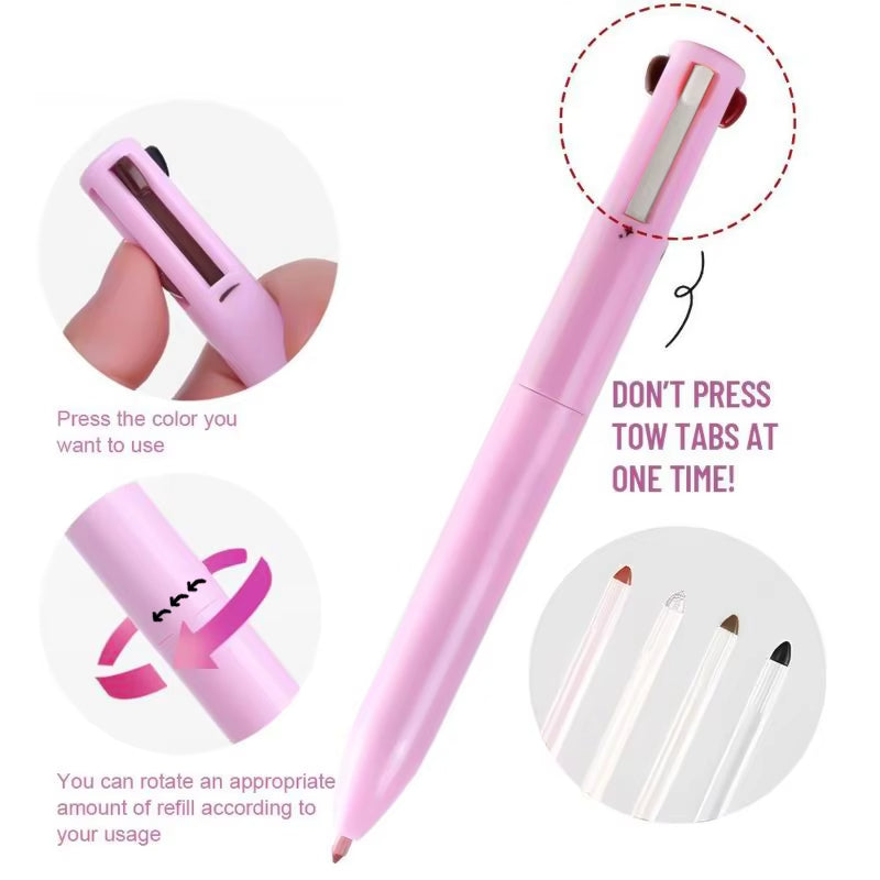 Original 4 In 1 Makeup Pen Waterproof Cosmetic Pencil 4 Color Multi-function Makeup Beauty Pen For Eyeliner Brow Lip Liner Highlighter - Multifunctional Eyebrows - Eyeliner Lip Liner - Highlighter Makeup Pen - Multi function water proof