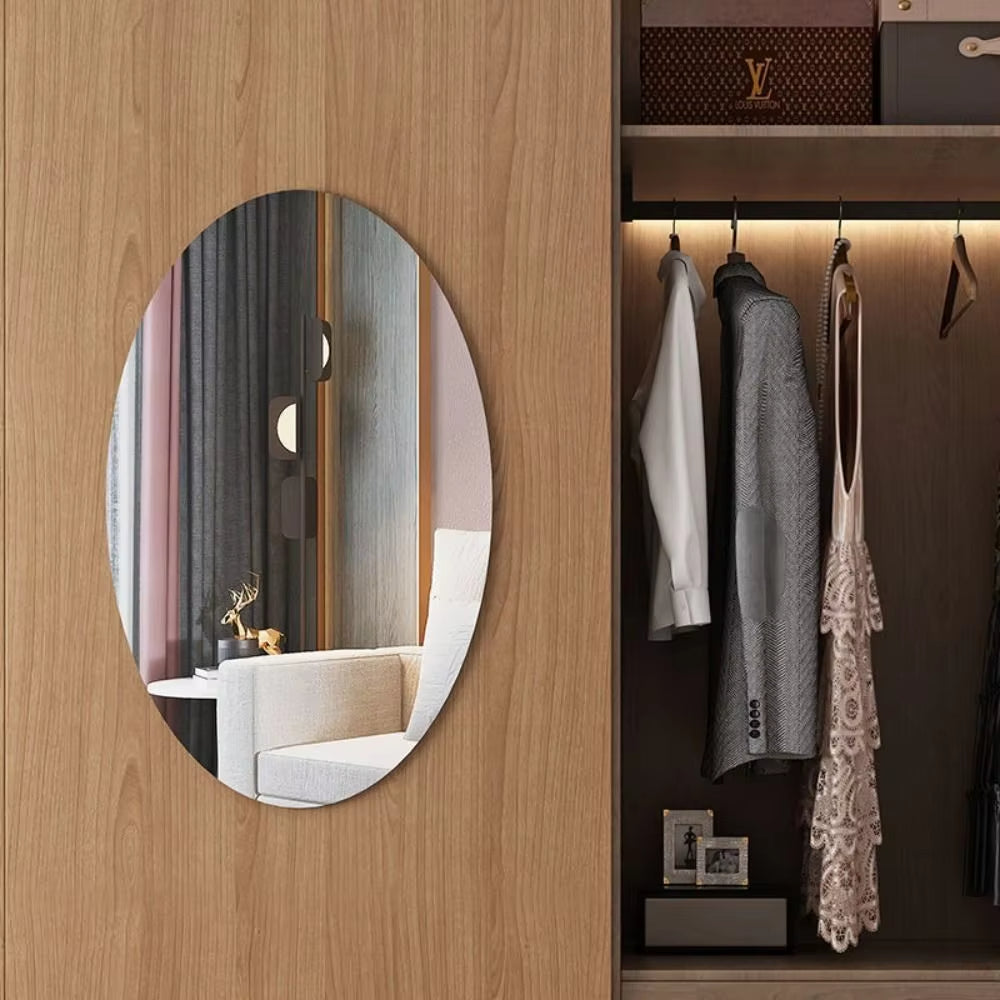 Oval Mirror Sticker – Flexible, Self Adhesive Acrylic Mirror Sheet | Non-Glass Peel & Stick Wall Décor | Unbreakable Mirror for Home Decoration