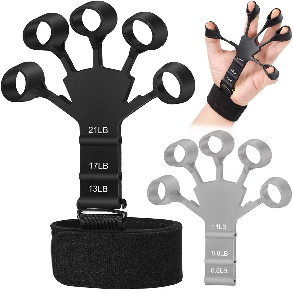 Finger Gripper Strength Trainer & Hand Exerciser-Finger Strengthener for Grip, Therapy & Muscle Recovery, Wrist & Forearm – Non-Slip Resistance Bands (13–21LB)