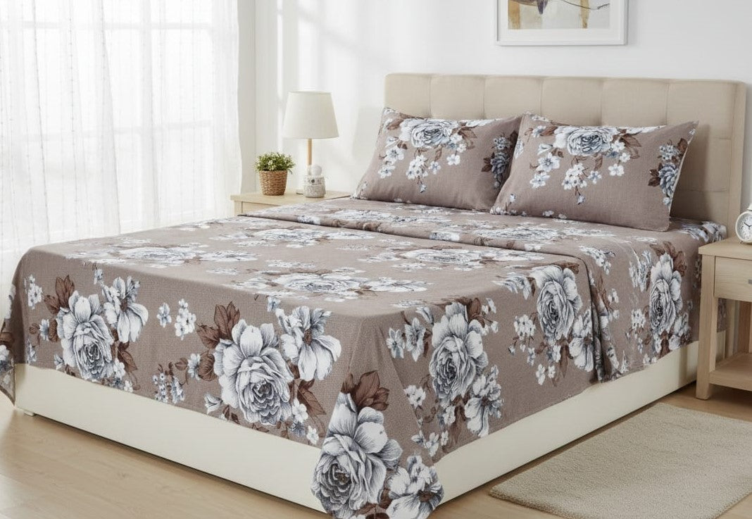 3-Piece Crystal Fabric Bedsheet Set – 1 Full Size Bedsheet with 2 Pillow Covers