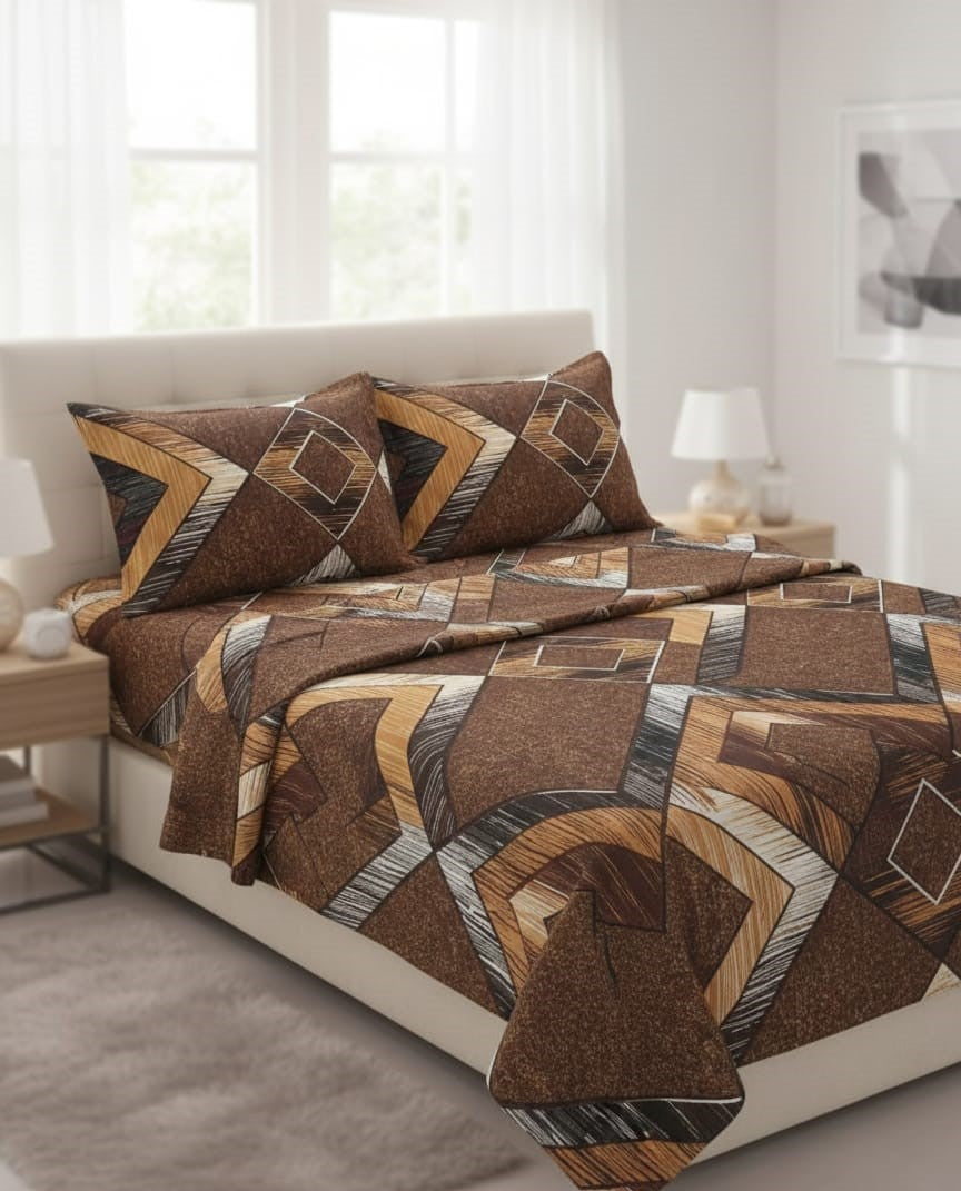 3-Piece Crystal Fabric Bedsheet Set – 1 Full Size Bedsheet with 2 Pillow Covers