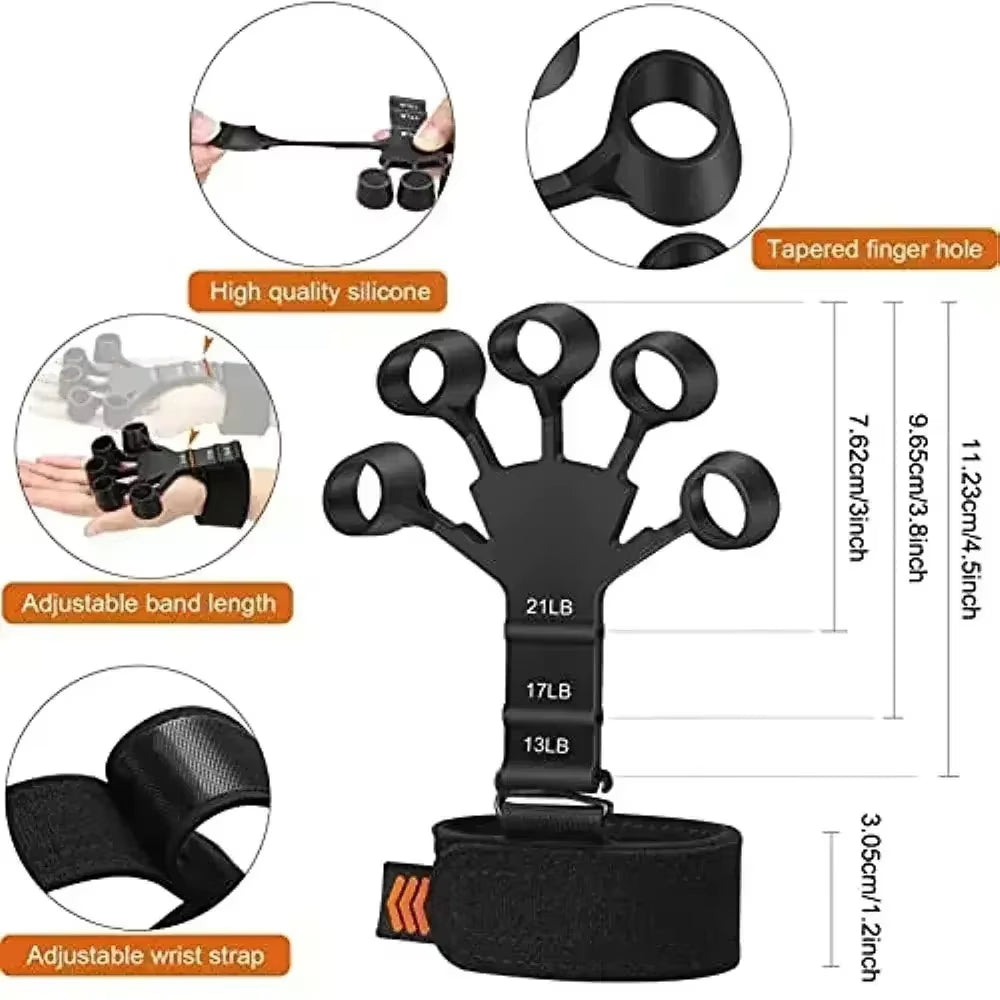 Finger Gripper Strength Trainer & Hand Exerciser-Finger Strengthener for Grip, Therapy & Muscle Recovery, Wrist & Forearm – Non-Slip Resistance Bands (13–21LB)