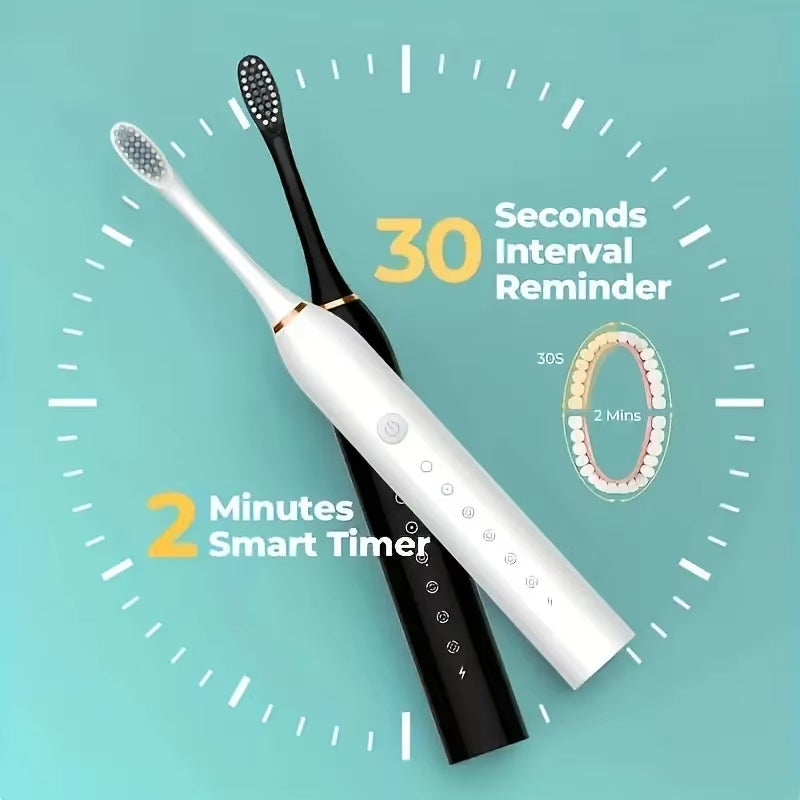 6 Modes Sonic Electric Toothbrushes for Adults Kids Smart Timer Rechargeable Whitening Toothbrush Waterproof 4 Brush Head
